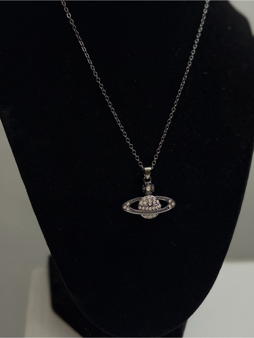Vivienne Westwood Black Rhinestone Orb Pendant Necklace